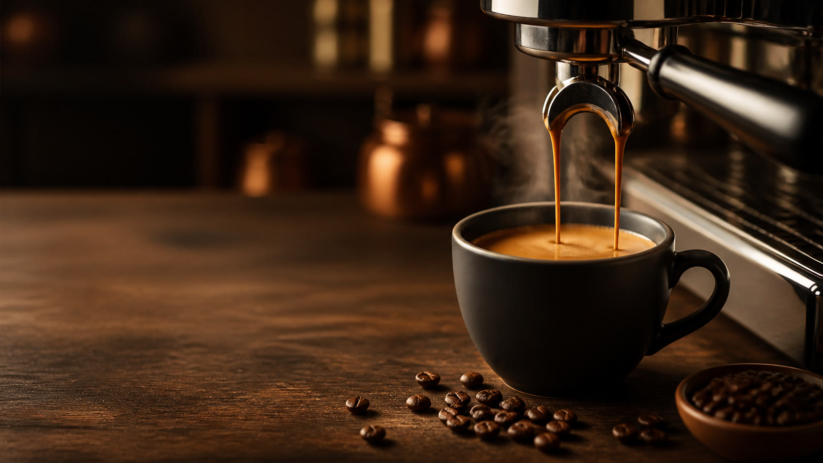 Espresso nalewane do czarnej filiżanki